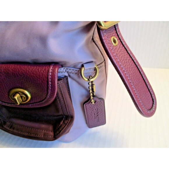 *COACH Purple Plum Nylon Leather Satchel Purse - Picture 6 of 9